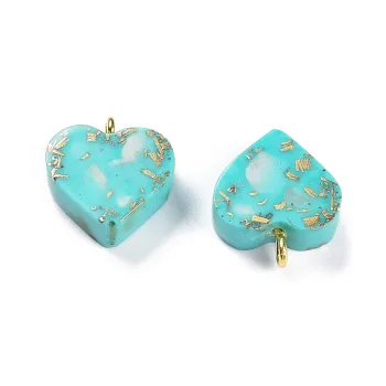 Dije corazón de turquesa sintética 17x16x6mm