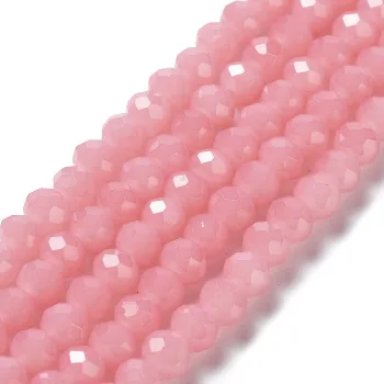Vidrio brillante facetado rosado coral 6x5mm