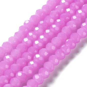 Vidrio brillante facetado rosado mora 6x5mm