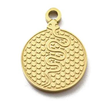 Dije circular serpiente acero dorado 18k 16x12x1.5mm