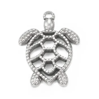 Tortuga acero inoxidable plateada 22x16x2mm