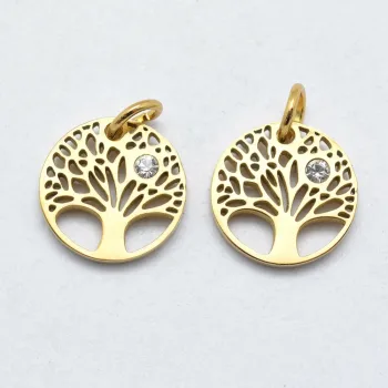 Árbol de vida acero dorado 18k 12mm