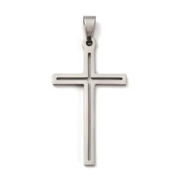 Cruz silueta acero inoxidable plateada 36.5x20x1.5mm