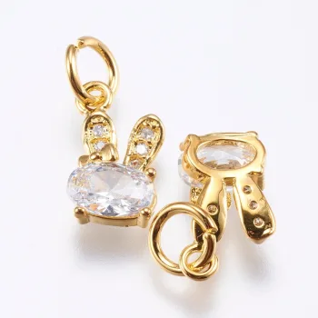 Conejo micropave y zirconias transparente baño oro 18k 12x6x2mm