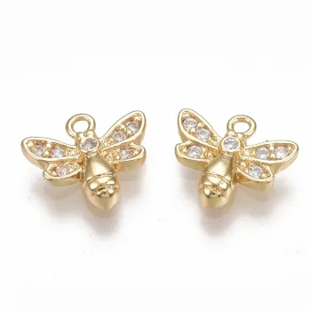 Libélula micropave y baño oro de 18k 8x9x2mm