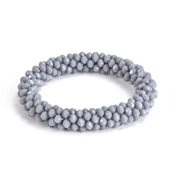 Pulsera Kumihimo elástica gris