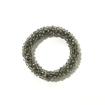 Pulsera Kumihimo elástica gris ahumada