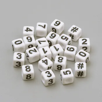 Números mix blanco y negro en cubo 6x6x6mm