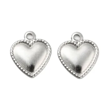 Corazón acero inoxidable plateado 10x8x1mm