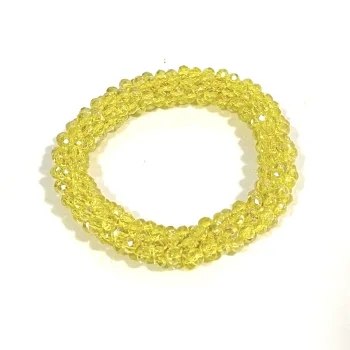 Pulsera Kumihimo elástica amarilla clara