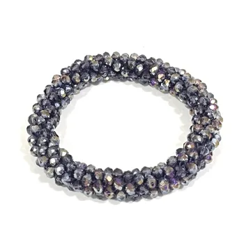 Pulsera Kumihimo elástica morado oscuro tornasol