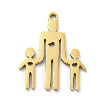 Familia dije acero inoxidable dorado 17x14x1mm