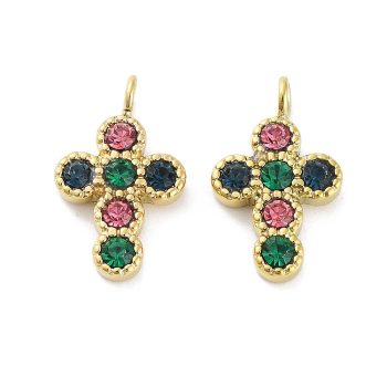 Cruz dije brillantes coloridos dorado 18k 16x10x2mm