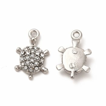 Tortuga dije acero inoxidable plateado y brillantes 13x8x3mm