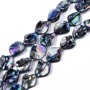 Concha natural electroplatinada negro tornasol forma irregular