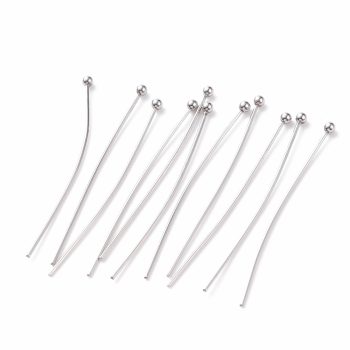 Pin de perla plateado acero inox 40x0.7mm