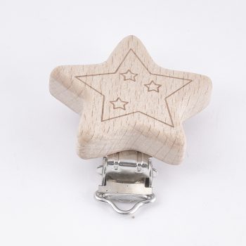 Clip madera de estrella para niños 52x44x18mm