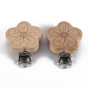 Clip madera de flor para niños 55x40x18mm