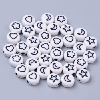 Abalorio mixto estrella  corazón y luna 7x3.5mm
