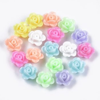 Rosa multicolor acrílica  12x12.5x7.5mm