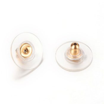 Tapón arete acrílico y acero inox dorado 12x12x6mm