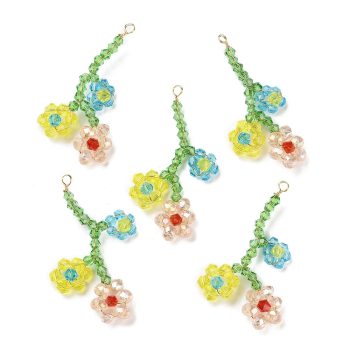 Dije flores de cristales multicolor 40x26x5mm