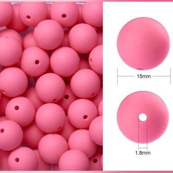 Abalorio silicón niños redondo 15mm rosado oscuro