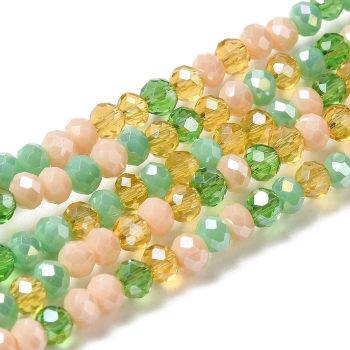 Cristal brillante beige verde multicolor 4x3mm