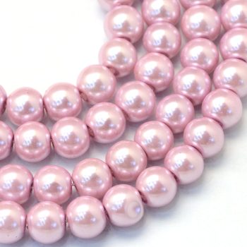 Vidrio redondo color rosado perlado 4mm
