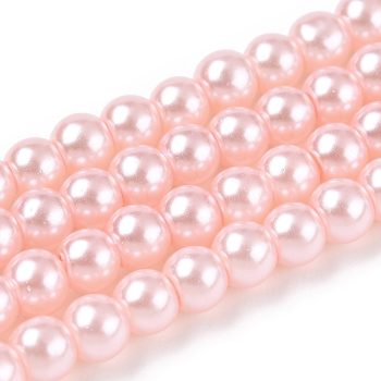 Vidrio redondo rosado claro perlado 4mm
