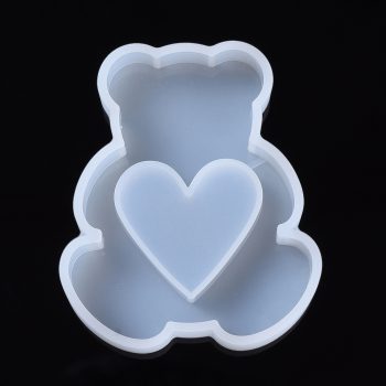 Molde resina oso con corazón interno 77.5x64.5x13.5mm