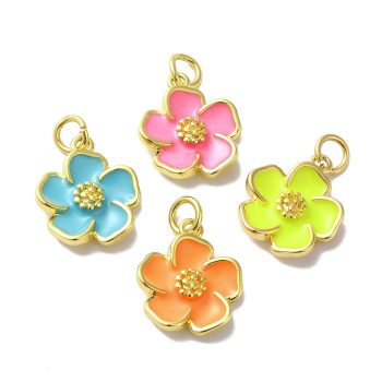 Flor dije multicolor baño oro 18k 15x13x3mm