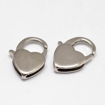 Cierre pico de lora corazón plateado acero inoxidable 16x11x3mm