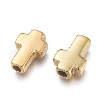 Cruz dorada entrepieza acero inoxidable 15x10x4mm