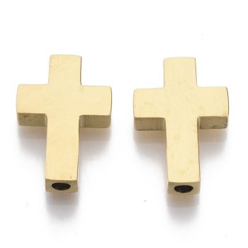 Cruz dorada entrepieza acero inoxidable 14x10x3mm
