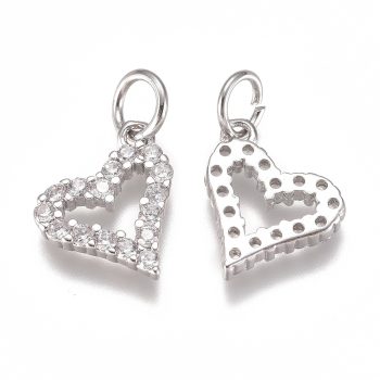 Corazón zirconias y baño platino 10x10x2mm