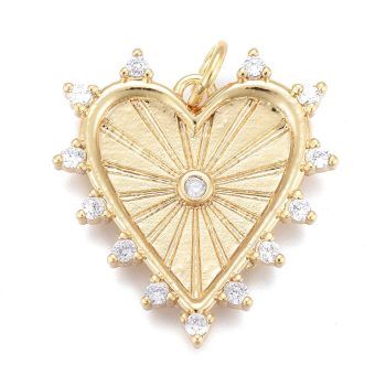 Corazón dije zirconias y baño oro 18k, 21x19x2.5mm, ojal 3mm