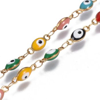 Cadena acero ojos turcos multicolor 11x4x3mm