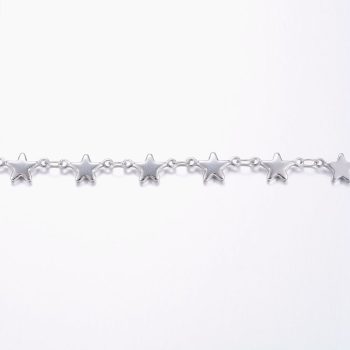 Cadena acero inox estrellas plateadas 11x6mm