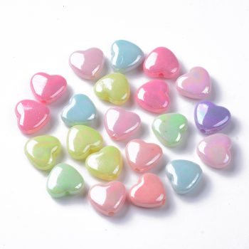 Corazones acrílicos multicolor perlados 11x12x5mm