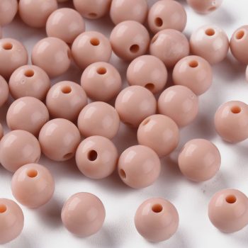 Abalorio redondo acrílico beige rosa 8x7mm