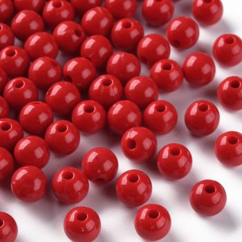 Abalorio redondo acrílico rojo 8x7mm