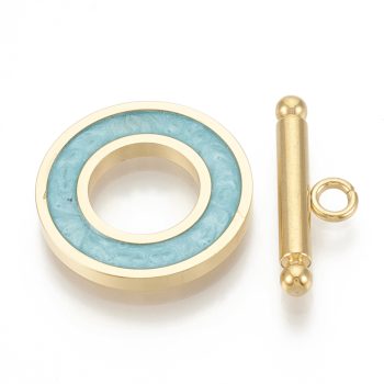 Cierre marinero acero inox dorado y turquesa 19.5x2mm