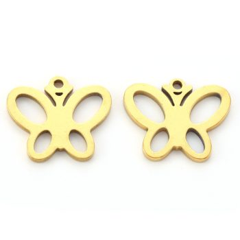 Mariposa dije acero inox dorado 12x15x1mm