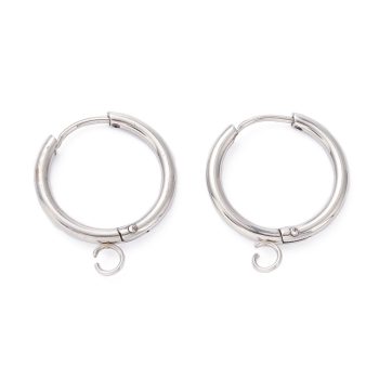 Argolla huggie con via acero inox plateado 22x18x3mm