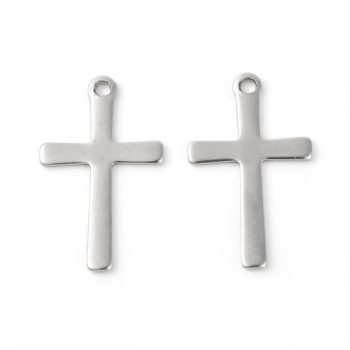 Cruz dije acero inox plateado 20x12x0.8mm