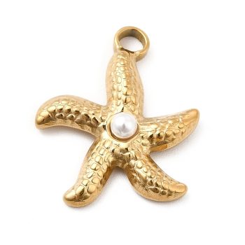 Estrella de mar perla centra dorada acero inoxidable