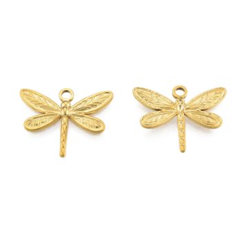 Libélula dorada acero inoxidable baño de oro 18k 20x25x2mm