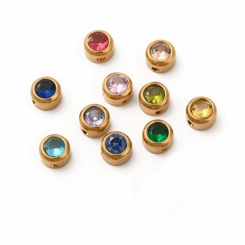 Cristal redondo color mixto acero inoxidable 6x4mm