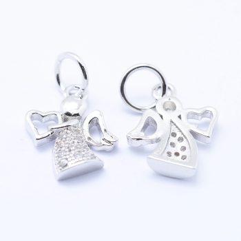 Ángel plateado zirconias latón transparentes 12x9.5x2mm
